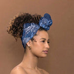 Africa Floral mix Maasai Shuka Simple Headwrap Blue Moitf