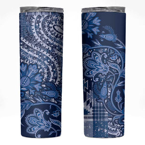 Afro Floral mix Maasai Shuka Skinny Tumbler Blue Moitf