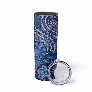 Afro Floral mix Maasai Shuka Skinny Tumbler Blue Moitf