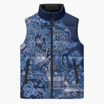 Africa Floral mix Maasai Shuka Sleeveless Puffer Jacket Blue Moitf
