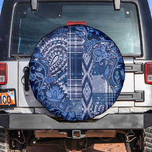 Afro Floral mix Maasai Shuka Spare Tire Cover Blue Moitf