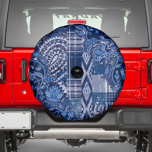 Afro Floral mix Maasai Shuka Spare Tire Cover Blue Moitf