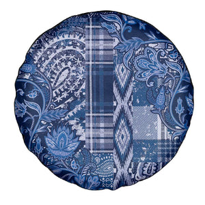 Afro Floral mix Maasai Shuka Spare Tire Cover Blue Moitf