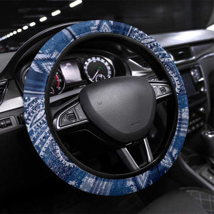 Afro Floral mix Maasai Shuka Steering Wheel Cover Blue Moitf