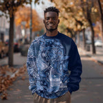 Afro Floral mix Maasai Shuka Sweatshirt Blue Moitf