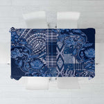 Afro Floral mix Maasai Shuka Tablecloth Blue Moitf