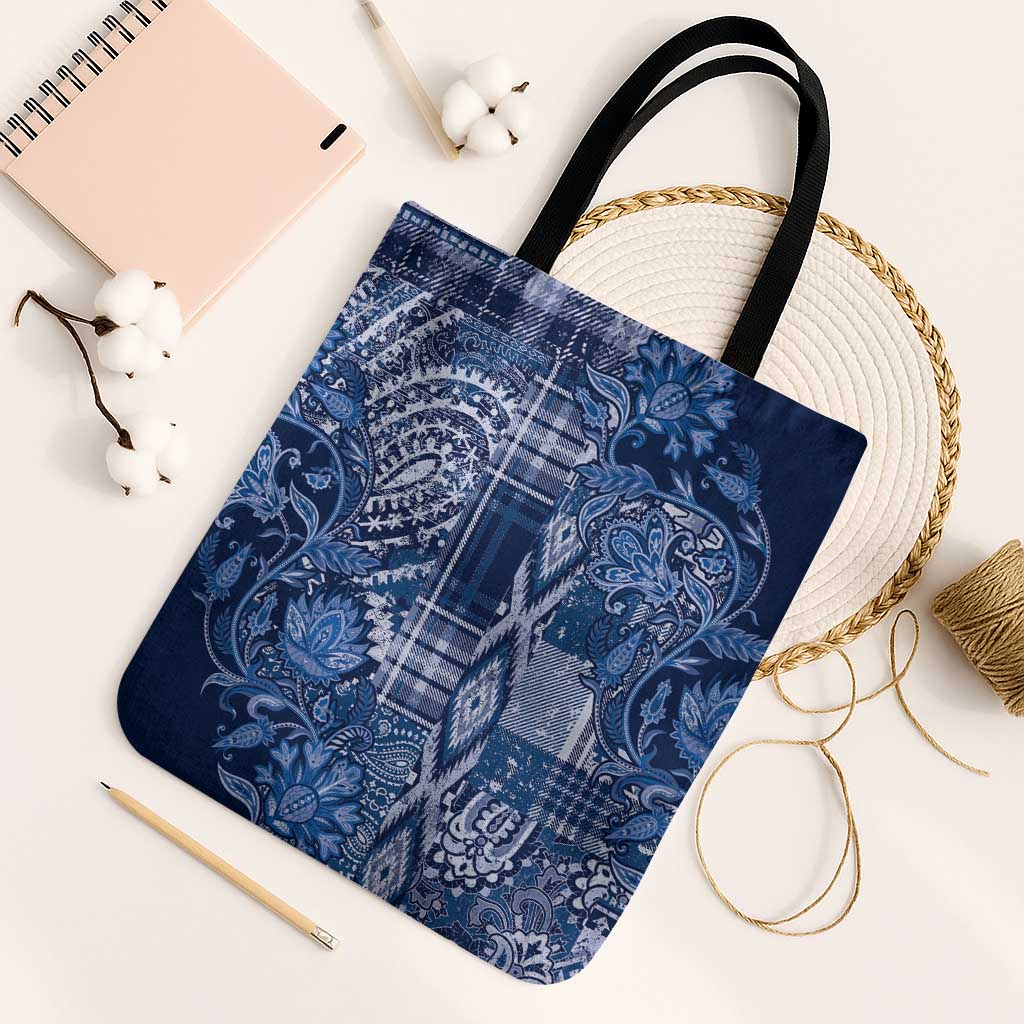 Africa Floral mix Maasai Shuka Tote Bag Blue Moitf