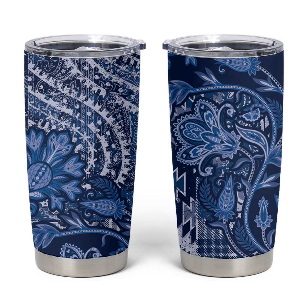 Afro Floral mix Maasai Shuka Tumbler Cup Blue Moitf