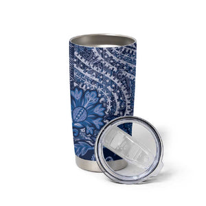 Afro Floral mix Maasai Shuka Tumbler Cup Blue Moitf