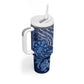 Afro Floral mix Maasai Shuka Tumbler With Handle Blue Moitf