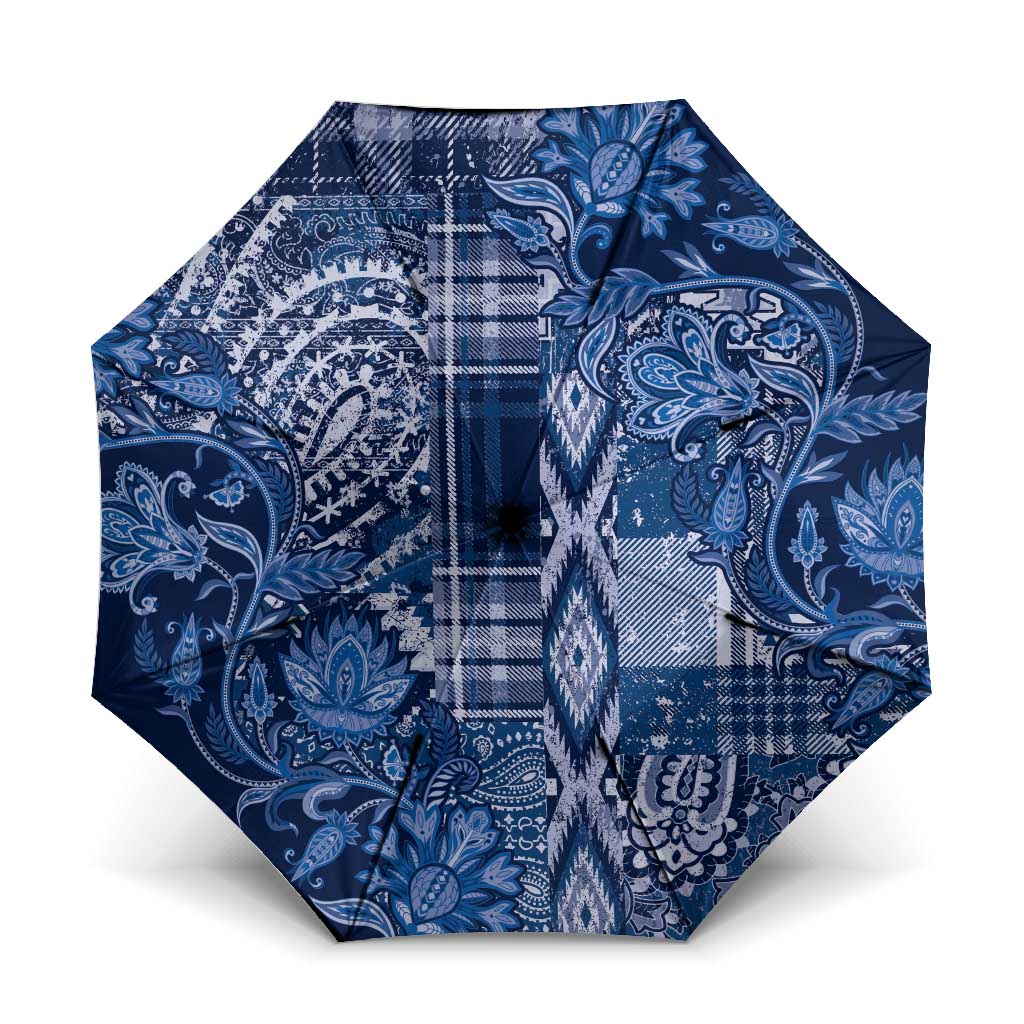 Africa Floral mix Maasai Shuka Umbrella Blue Moitf
