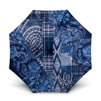 Africa Floral mix Maasai Shuka Umbrella Blue Moitf