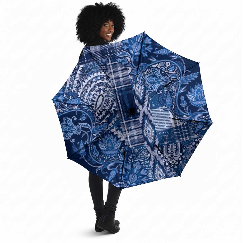 Africa Floral mix Maasai Shuka Umbrella Blue Moitf