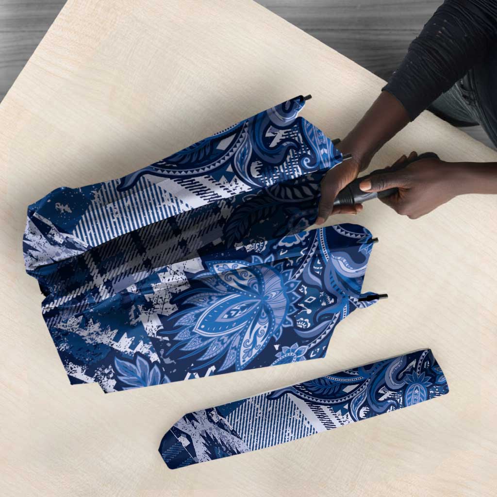 Africa Floral mix Maasai Shuka Umbrella Blue Moitf