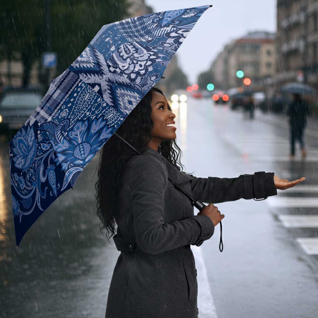 Africa Floral mix Maasai Shuka Umbrella Blue Moitf