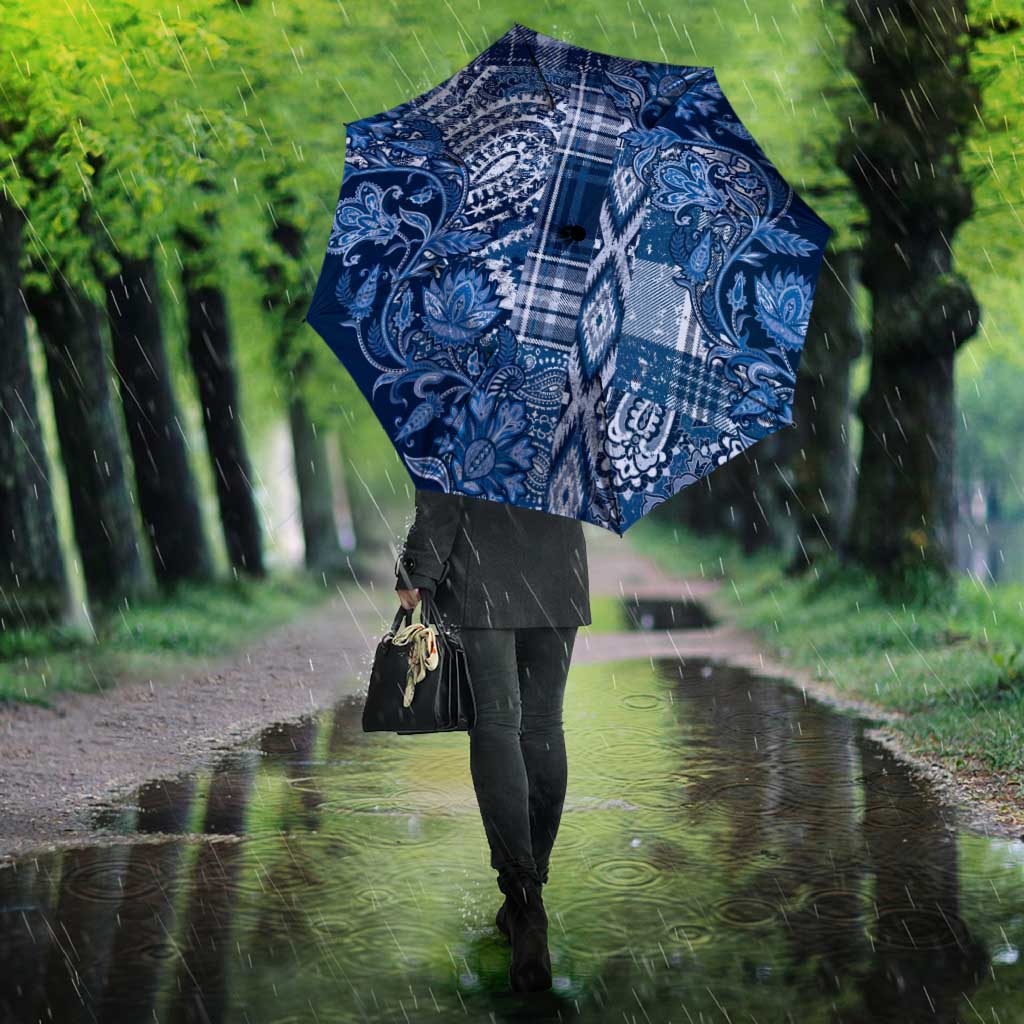 Africa Floral mix Maasai Shuka Umbrella Blue Moitf