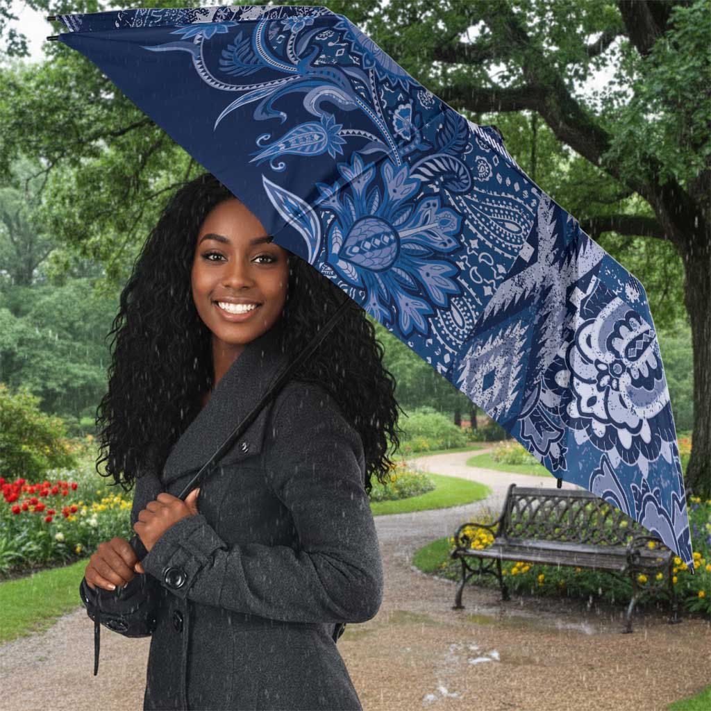Africa Floral mix Maasai Shuka Umbrella Blue Moitf