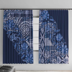 Afro Floral mix Maasai Shuka Window Curtain Blue Moitf