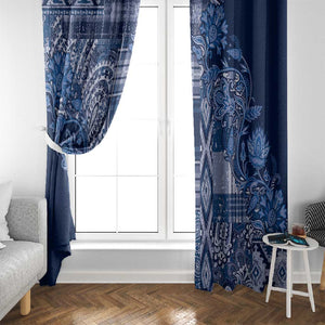 Afro Floral mix Maasai Shuka Window Curtain Blue Moitf