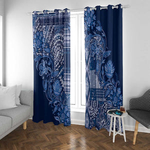 Afro Floral mix Maasai Shuka Window Curtain Blue Moitf