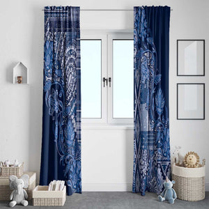 Afro Floral mix Maasai Shuka Window Curtain Blue Moitf