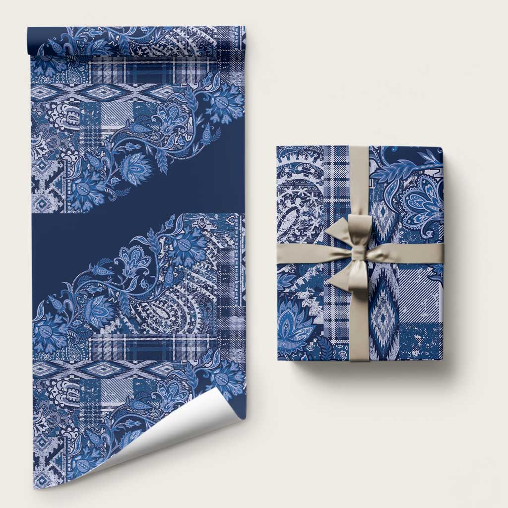 Africa Floral mix Maasai Shuka Wrapping Paper Blue Moitf - African Pride