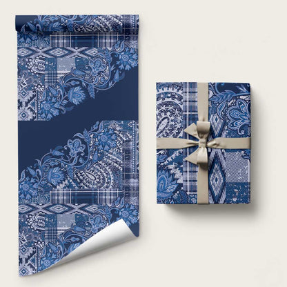 Africa Floral mix Maasai Shuka Wrapping Paper Blue Moitf - African Pride