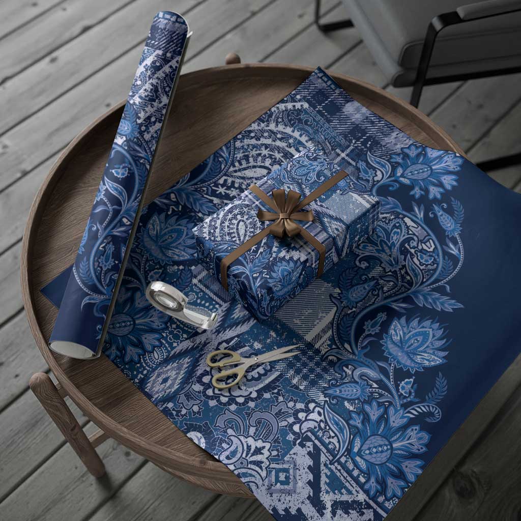 Africa Floral mix Maasai Shuka Wrapping Paper Blue Moitf - African Pride