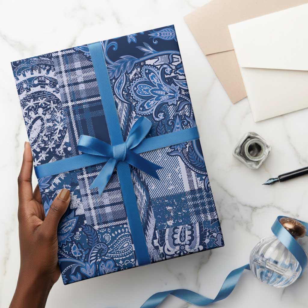 Africa Floral mix Maasai Shuka Wrapping Paper Blue Moitf - African Pride