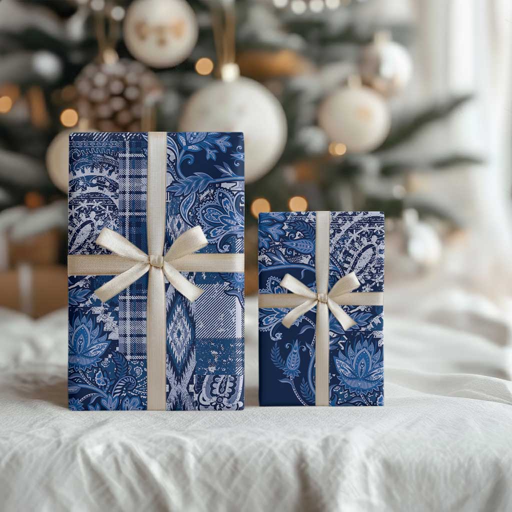 Africa Floral mix Maasai Shuka Wrapping Paper Blue Moitf - African Pride