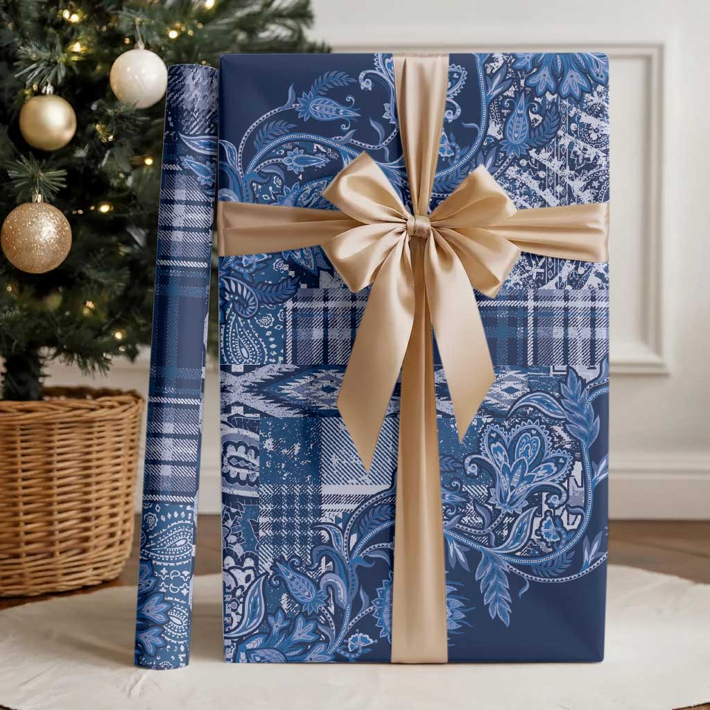 Africa Floral mix Maasai Shuka Wrapping Paper Blue Moitf - African Pride
