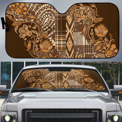 Africa Floral mix Maasai Shuka Auto Sun Shade Gold Moitf