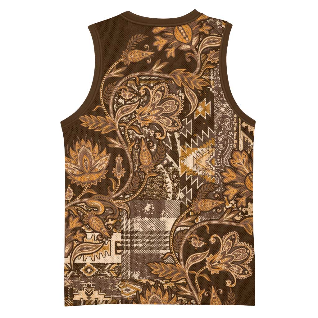 Afro Floral mix Maasai Shuka Basketball Jersey Gold Moitf LT9