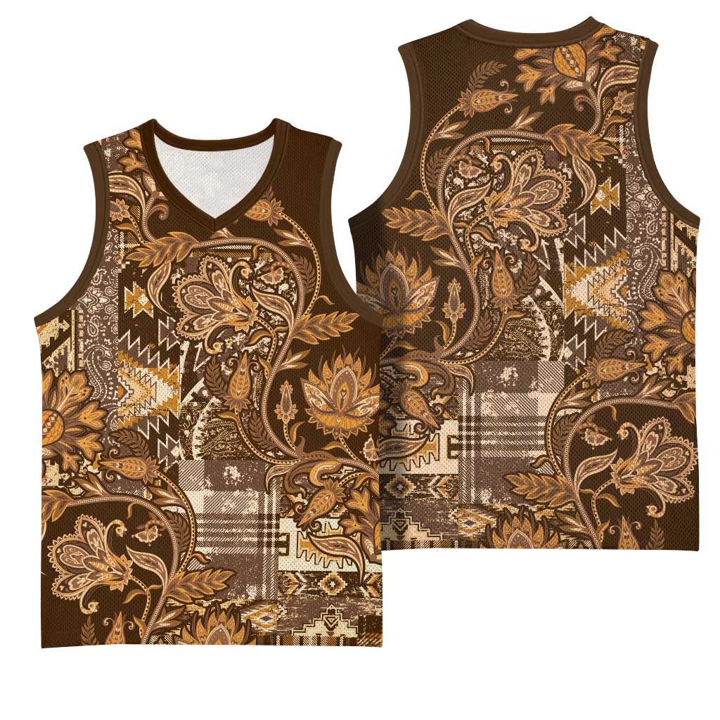 Afro Floral mix Maasai Shuka Basketball Jersey Gold Moitf LT9