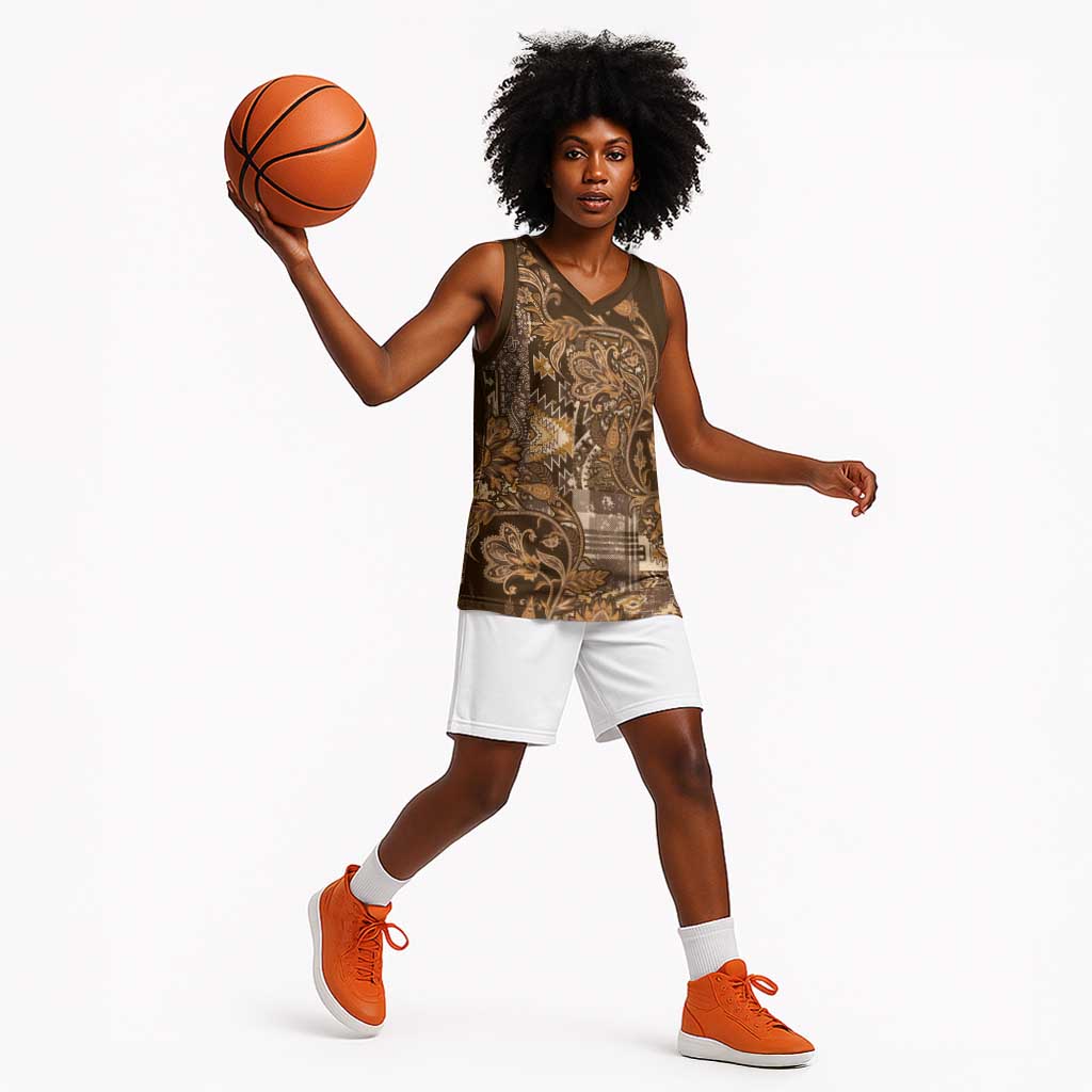 Afro Floral mix Maasai Shuka Basketball Jersey Gold Moitf LT9