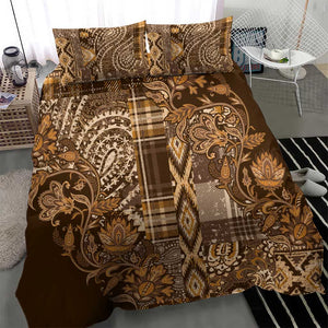 Afro Floral mix Maasai Shuka Bedding Set Gold Moitf