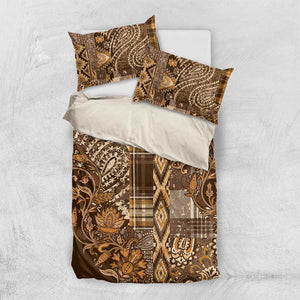 Afro Floral mix Maasai Shuka Bedding Set Gold Moitf