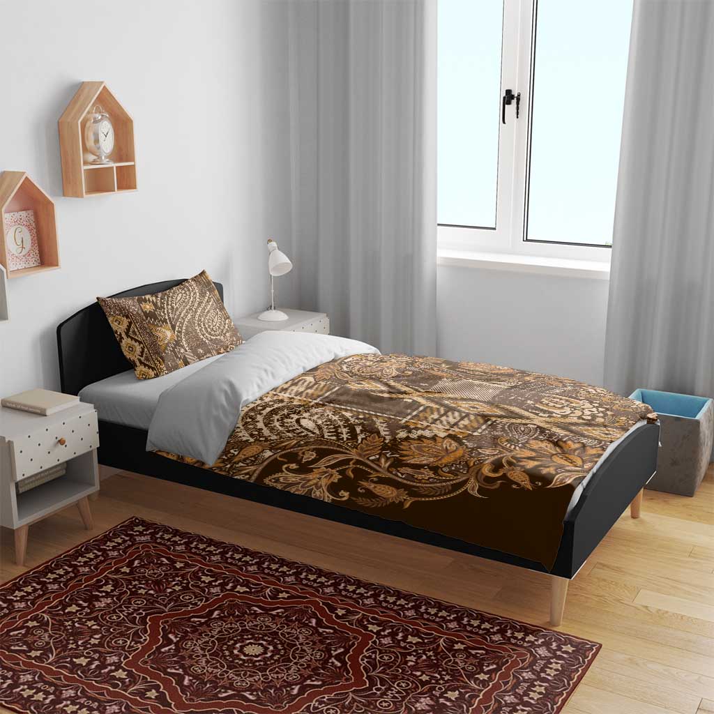 Afro Floral mix Maasai Shuka Bedding Set Gold Moitf