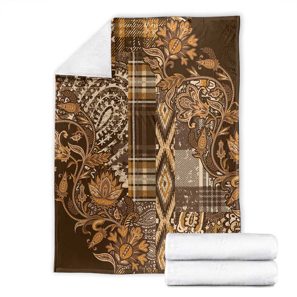 Afro Floral mix Maasai Shuka Blanket Gold Moitf