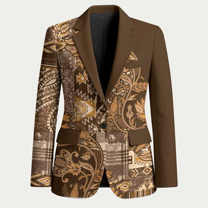 Africa Floral mix Maasai Shuka Blazer Gold Moitf