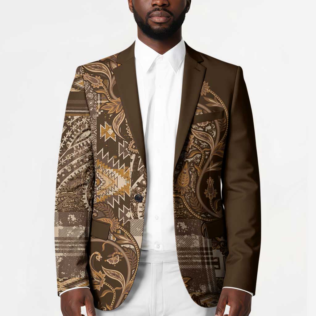 Africa Floral mix Maasai Shuka Blazer Gold Moitf