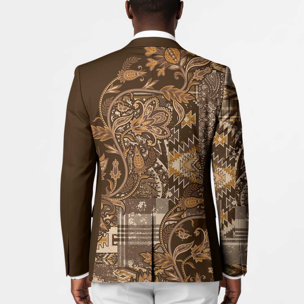 Africa Floral mix Maasai Shuka Blazer Gold Moitf