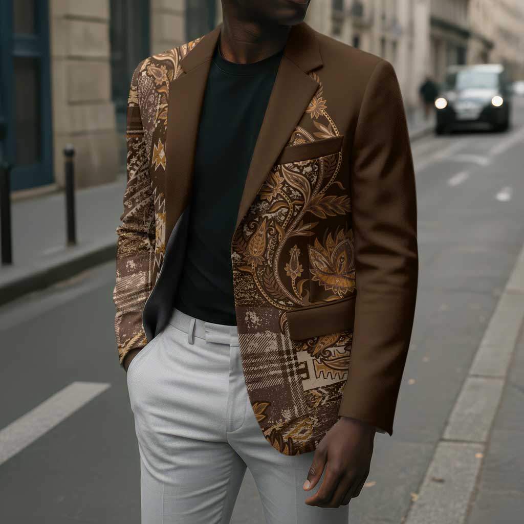 Africa Floral mix Maasai Shuka Blazer Gold Moitf