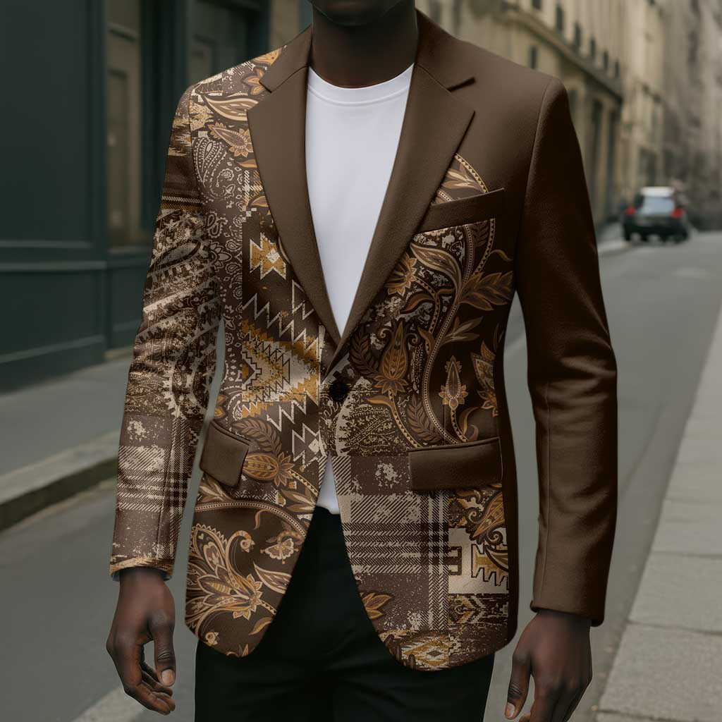 Africa Floral mix Maasai Shuka Blazer Gold Moitf