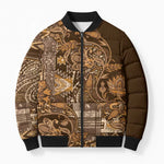 Africa Floral mix Maasai Shuka Bomber Puffer Jacket Gold Moitf