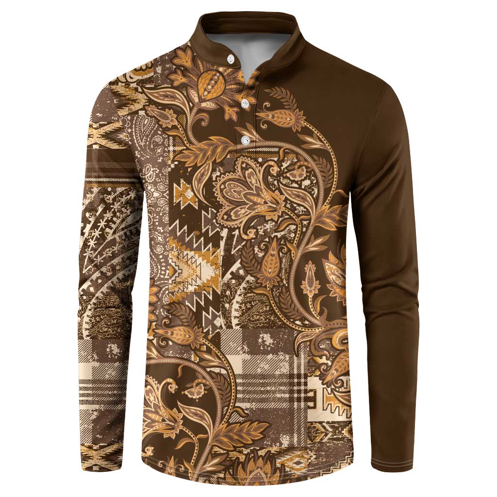 Africa Floral mix Maasai Shuka Button Sweatshirt Gold Moitf