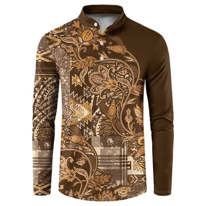 Africa Floral mix Maasai Shuka Button Sweatshirt Gold Moitf