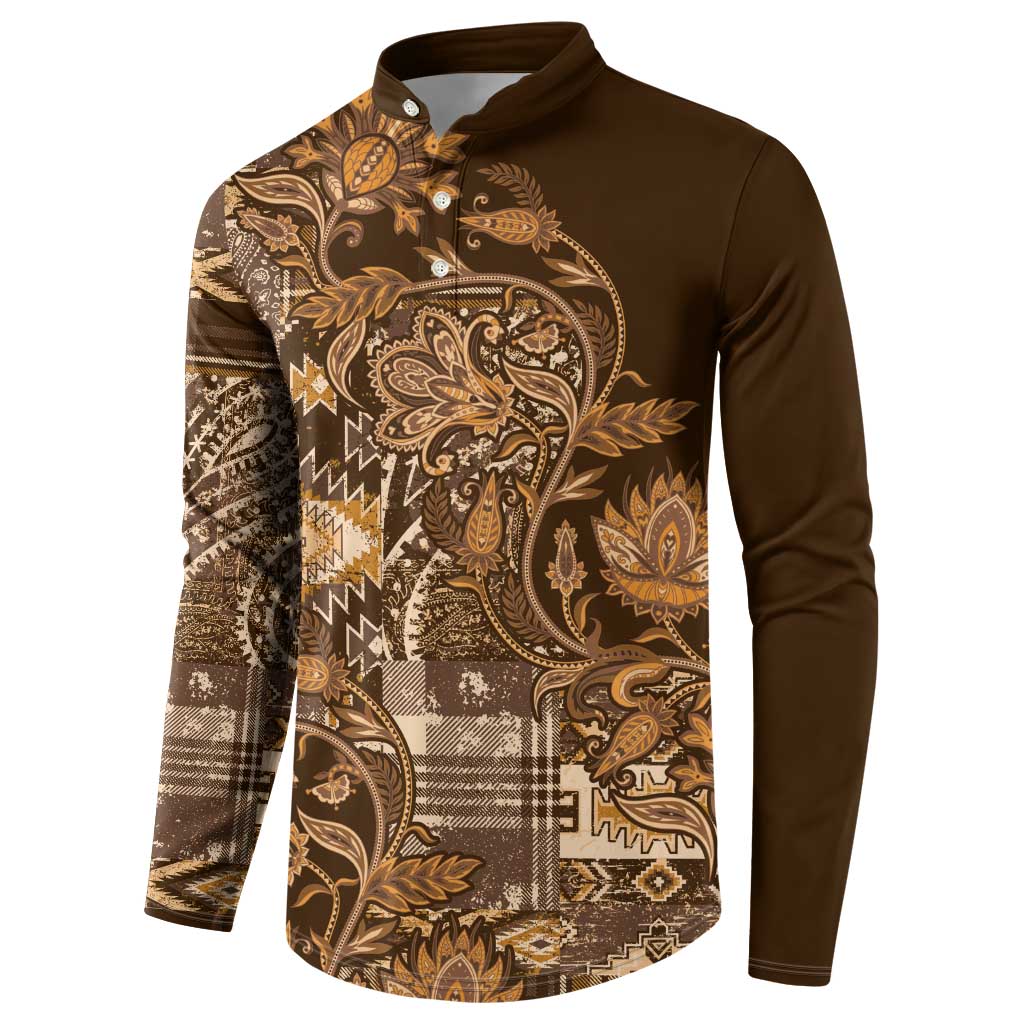 Africa Floral mix Maasai Shuka Button Sweatshirt Gold Moitf