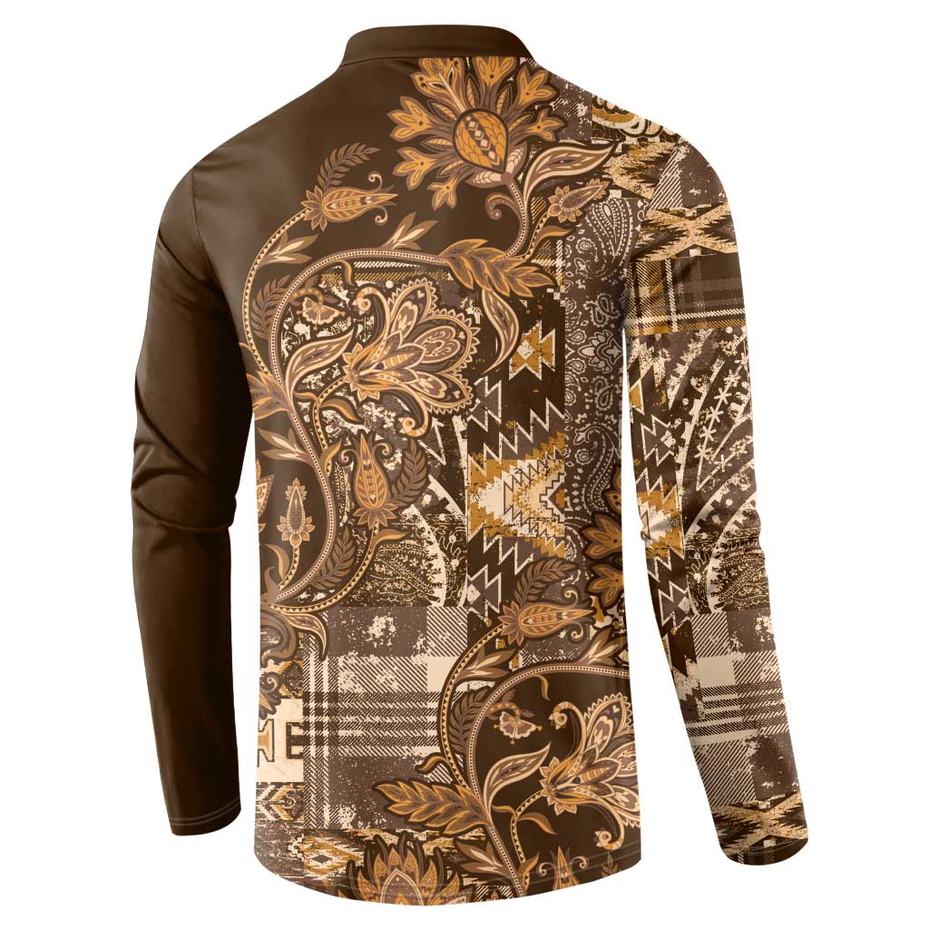 Africa Floral mix Maasai Shuka Button Sweatshirt Gold Moitf