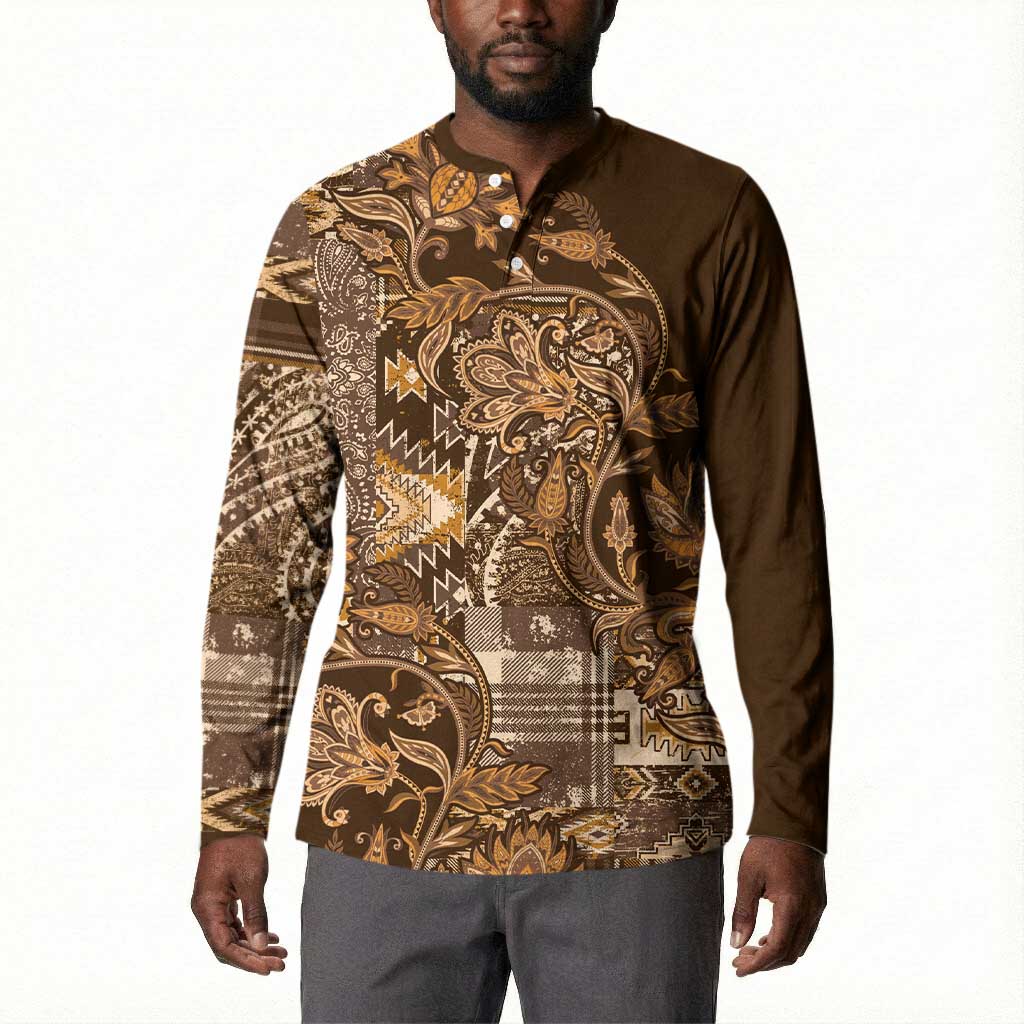Africa Floral mix Maasai Shuka Button Sweatshirt Gold Moitf